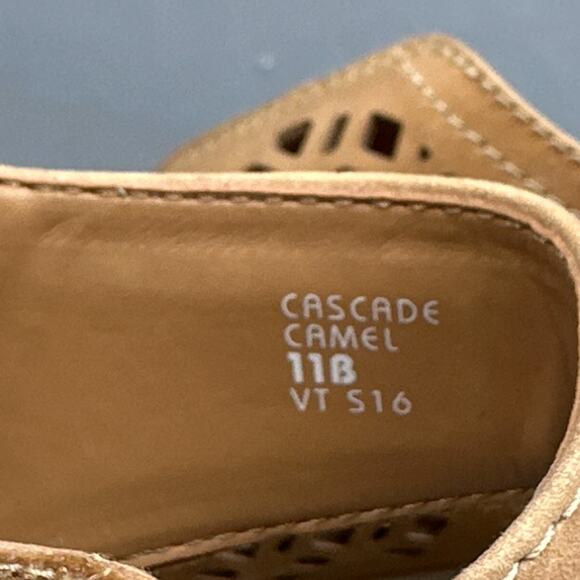 Earth Leather Wedge Sandals 11B Cascade Die Cut Boho Hook & Loop Travel Vacation - Picture 10 of 10